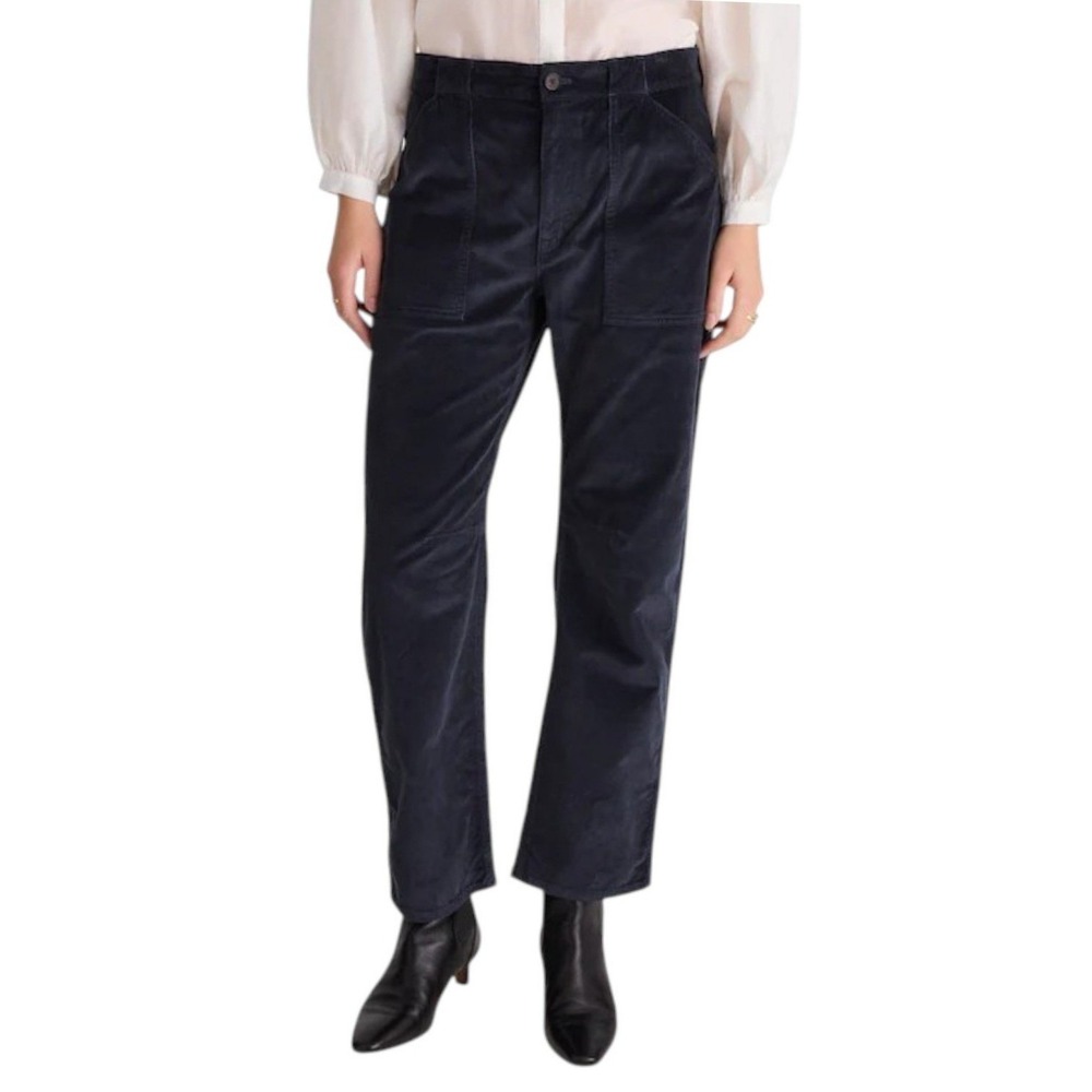 Madewell Darted Barrel Leg Pants Navy Blue Corduroy HO25 Dark Academia Size 24